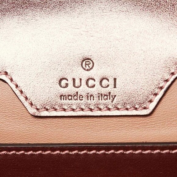 Gucci Pink Metallic Snakeskin Horsebit 1955 Small Crossbody Bag - Picture 8 of 10